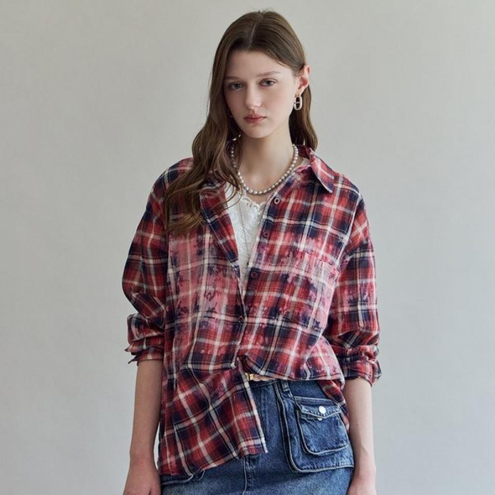 MAXZA Vintage Washing Check Loose Fit Shirt Zf05qb014nh