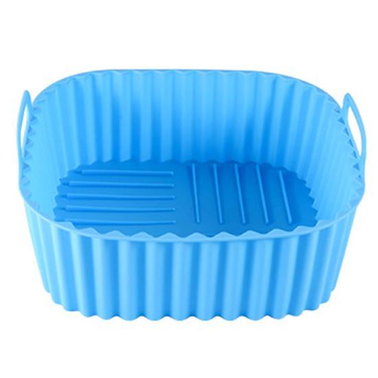 Silikon Air Fryer kurv Skuff Firkantet gjenbrukbar silikongryte for 7QT Air Fryer BPA-fri Steamer Ovn Liner Easy Clean Air Fryer tilbehør med håndtak