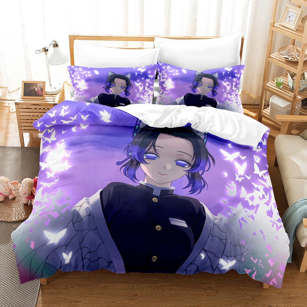 3D Kochou Shinobu Anime Demon Slayer Bedding Set 200x200 Teens Boys Twin Single Queen King Full Duvet Cover