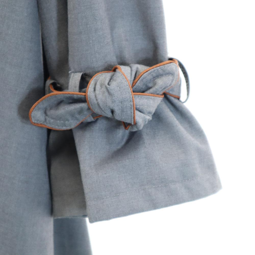 AMERI UNDRESSED Long Sleeve Back Pleated Belted Trench Coat Gray Women Used
