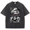 Washed European Style Fashion Portrait Print Short Sleeved Round Neck Yk Tshirt Men New In Top Tees Mens TShirt