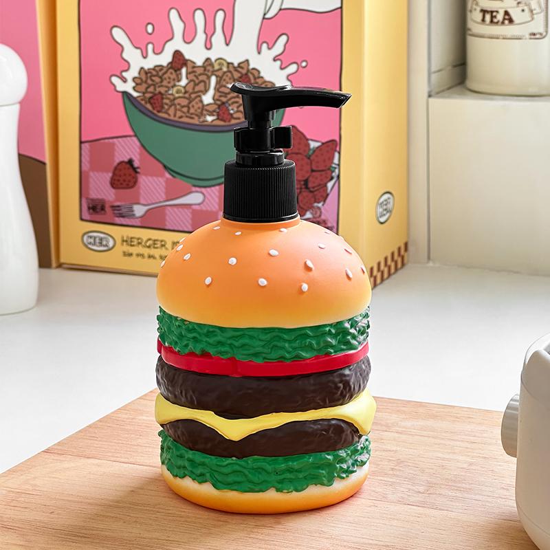 Niedlicher Burger Ausdrückbarer Seifenspender Make-up-Wasserflasche Geeignet für Küchentheke Badezimmer Heimdekoration
