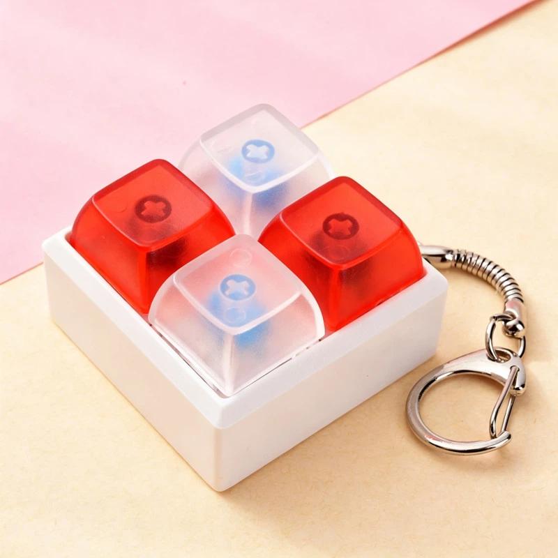 Mini 4 Keys Mechanical Keyboard Fidget Keychain Satisfying Click Sound For Stress Relief Work School Daily Use