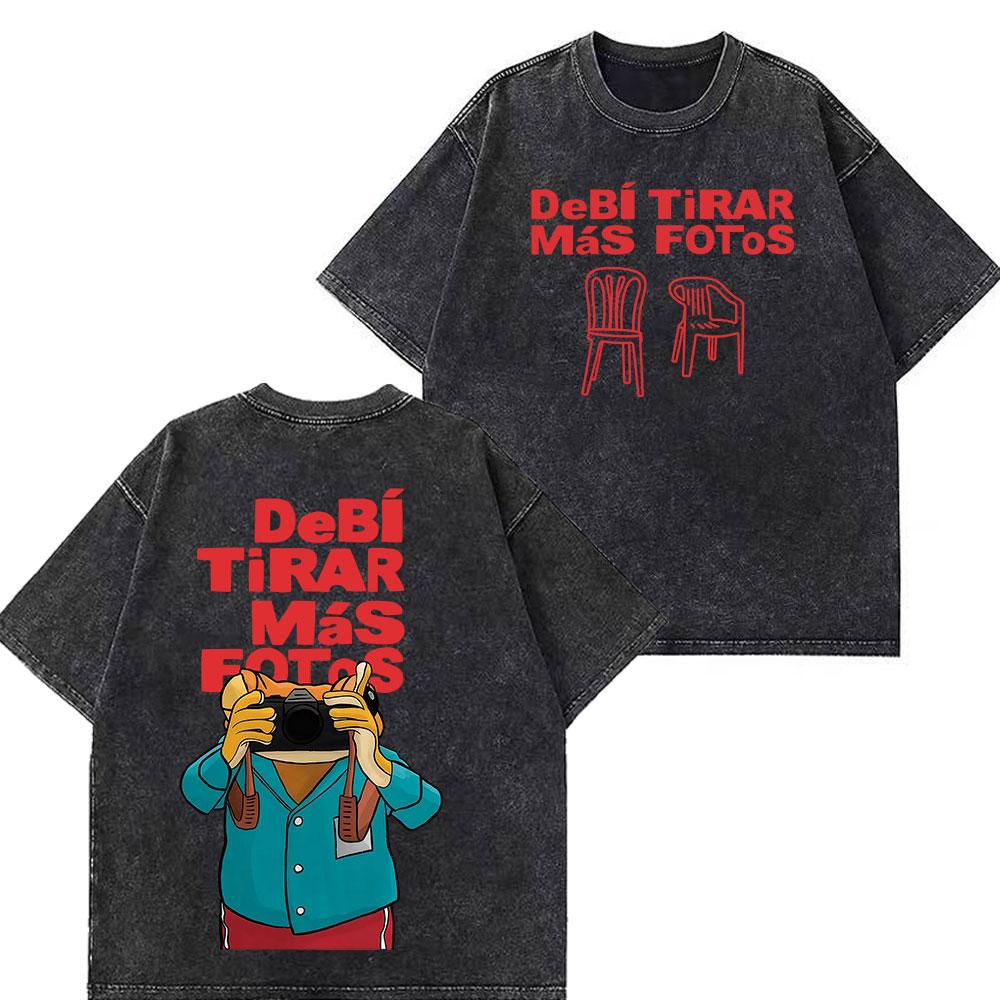 2026 Hot Sale Rapper Bad Bunny Tour 2026 Debi Tirar Mas Fotos DTMF Merch Tshirt Men Women Fashion Summer O-Neck Tee Hip Hop Vintage Washed T-shirts