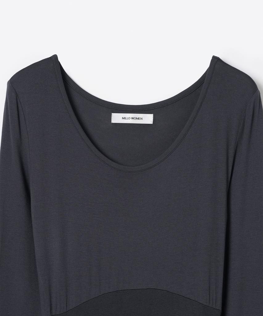 Milo Woman Jersey Shirred Maxi Dress [Charcoal]