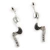 [K9441] - Silver Earrings 'Scarlett' Black White