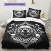 Viking Warrior  Pattern Bedding Quilt Set Quilt Cover Pillowcase Home Decoration  Gift (1 * Duvet Cover + 2 * Pillowcase, Without Core)