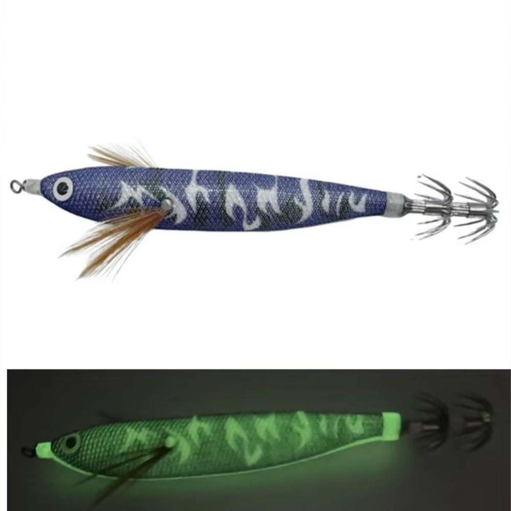 12cm Squid Jig Rattling Bead Hook Saltwater Jigs Luminous with Sound Beads Egi Shrimp Lure