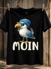 Moin Seagull Cool Bird In Blue And With Bold Greeting Lettering Northern Coast Theme Unisex All Unisex All Tshirt
