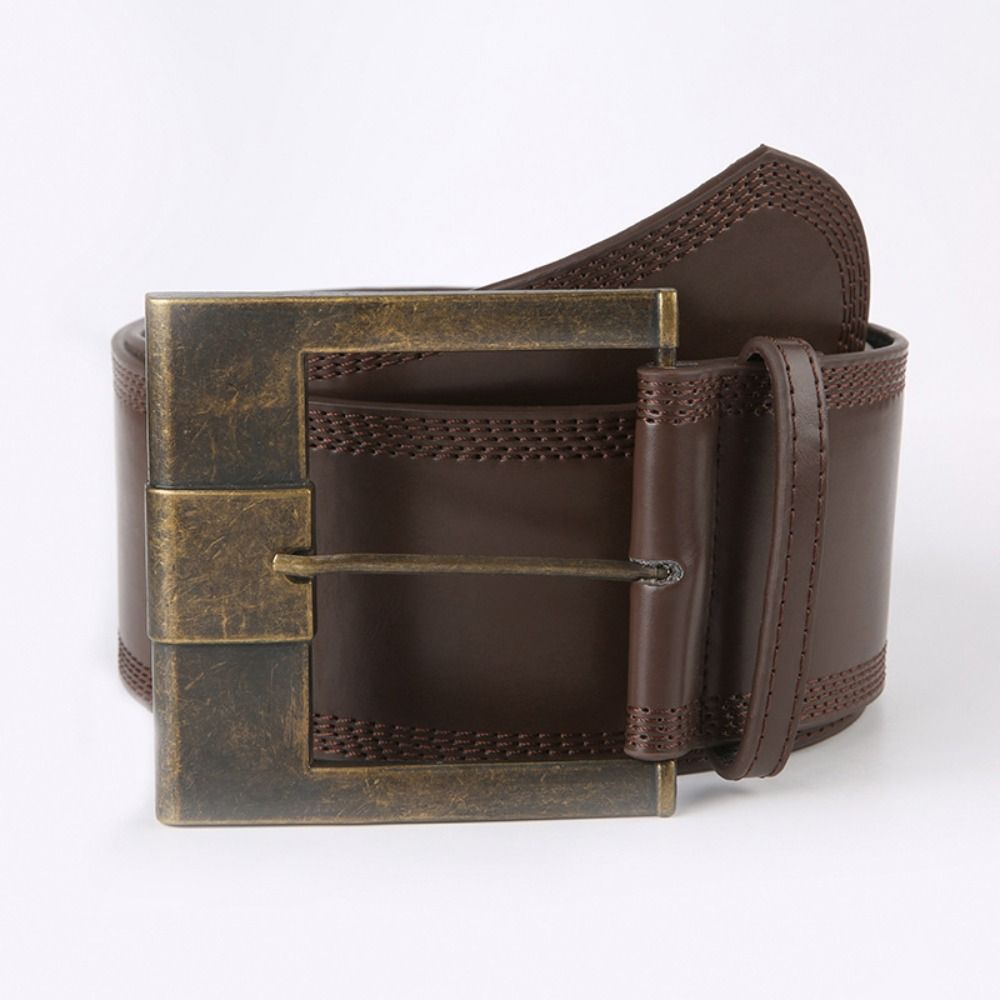 Vintage Luxury Design Leather Wide Belt Trendy Women Fashion Pin Buckle Waistband Versatile Grunge Sashes Waistband Gifts