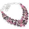 Rhodonit Edelstein Handgefertigt 925 Silber Schmuck Halskette 18" JCN484-76
