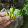 Garden Miniature Frog Statue Indoor Outdoor Sitting Frog Figurine Resin Cartoon Animal Sculpture Flower Pot Microlandscape Decoration Ornament