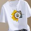 (Asian Size) Sweet Watercolor Trend Women Fashion Print Female Clothing T Shirt Tee Top Woman Short Sleeve Graphic T-shirts