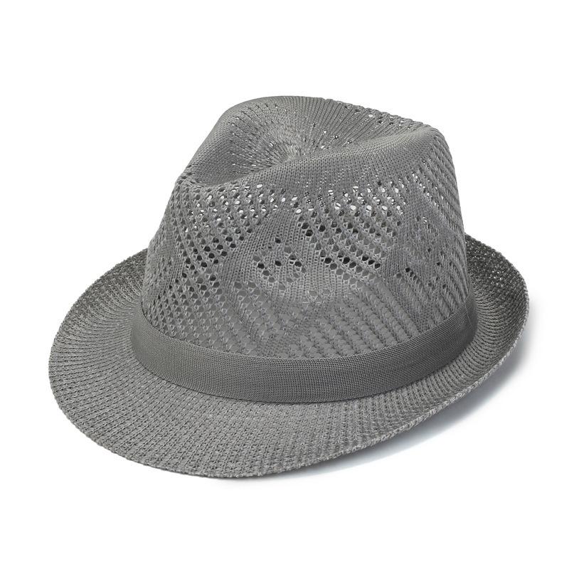 Men'S Casual Straw Top Hat Summer Outdoor Sun Protection Hollow Sun Hat Small Brim Business Versatile Breathable Jazz Hat