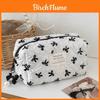 Minimalist Fabric Makeup Bag With Wrinkle Bows For Travel And Daily Use