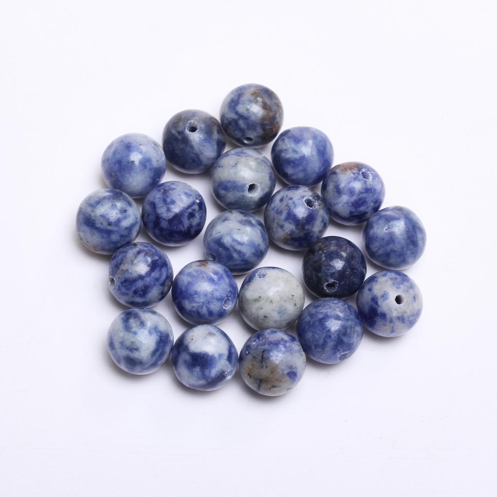40–15 Stück 4–12 mm blaue Punkte Naturstein-Runde Perlen zur Schmuckherstellung IY Modearmband Halskette Perlenzubehör