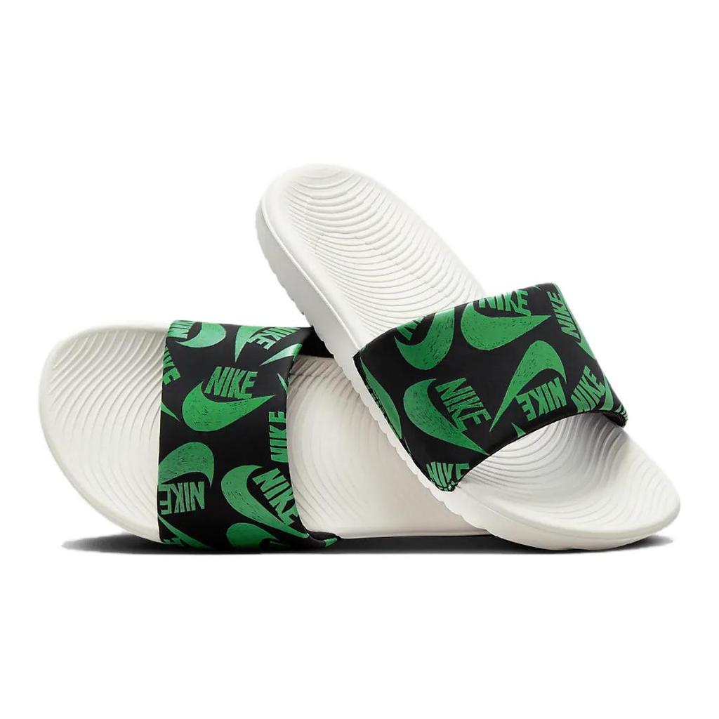 Nike Kawa Slip Resistant Cushioning Kids' Slippers Black White Green Kids' DX1976-001