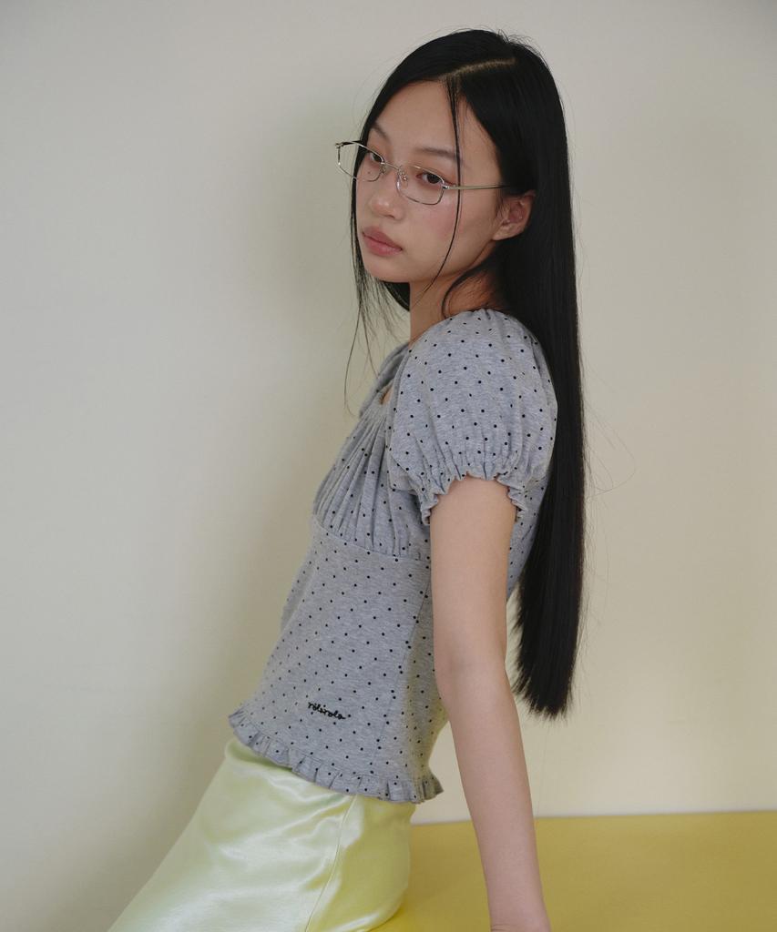 ROLAROLA Dot Puff T-Shirt Gray