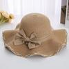 Classic Bowknot Straw Hat Elegant Solid Color Sun Hats French Style Summer Travel Beach Hats for Women