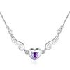 Sweet Girl Wing Heart Shape Pendant Necklace Women Sparkling Shining Crystal Rhinestones Chain Gift Jewelry
