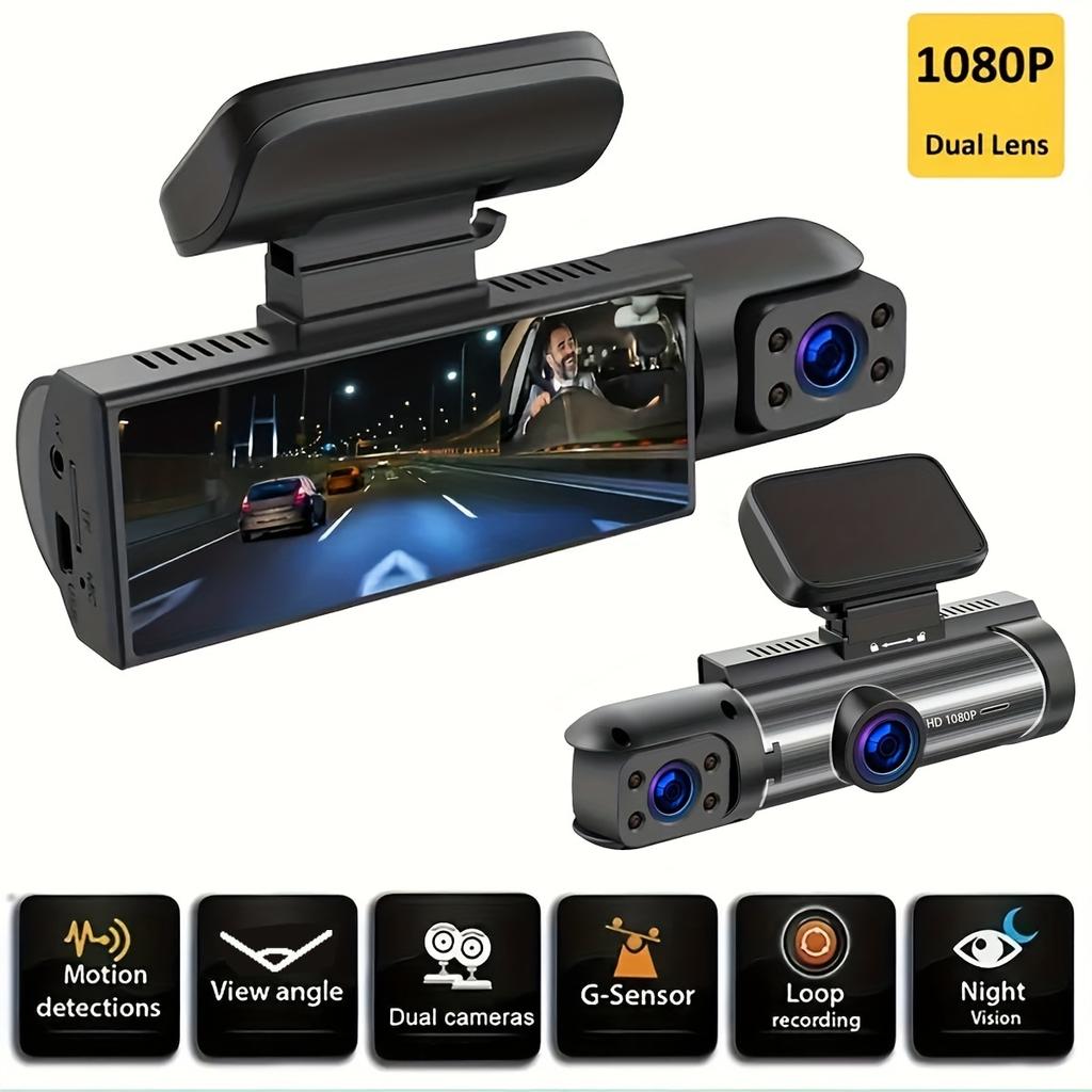 1080P Full HD Dual Camera Dash Cam for Cars Front And Inside,car Camera with IR Night Vision,Loop Recording,wide Angle Car DVR Camera