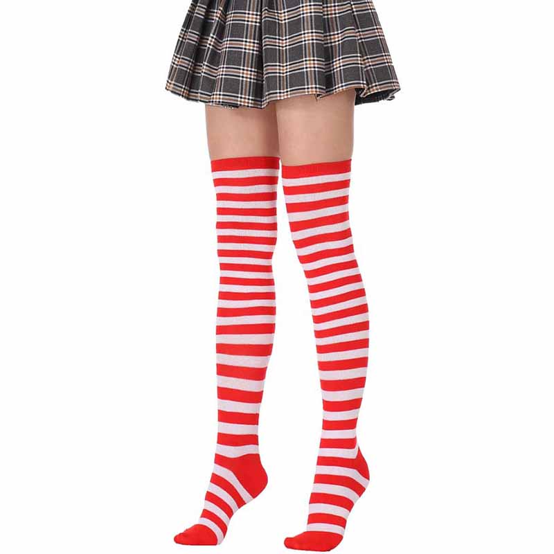 Für Frauen und Mädchen über kniehohe elastische gestreifte Strümpfe, warm, lang, Cosplay-Strumpf, Anime, mehrfarbig