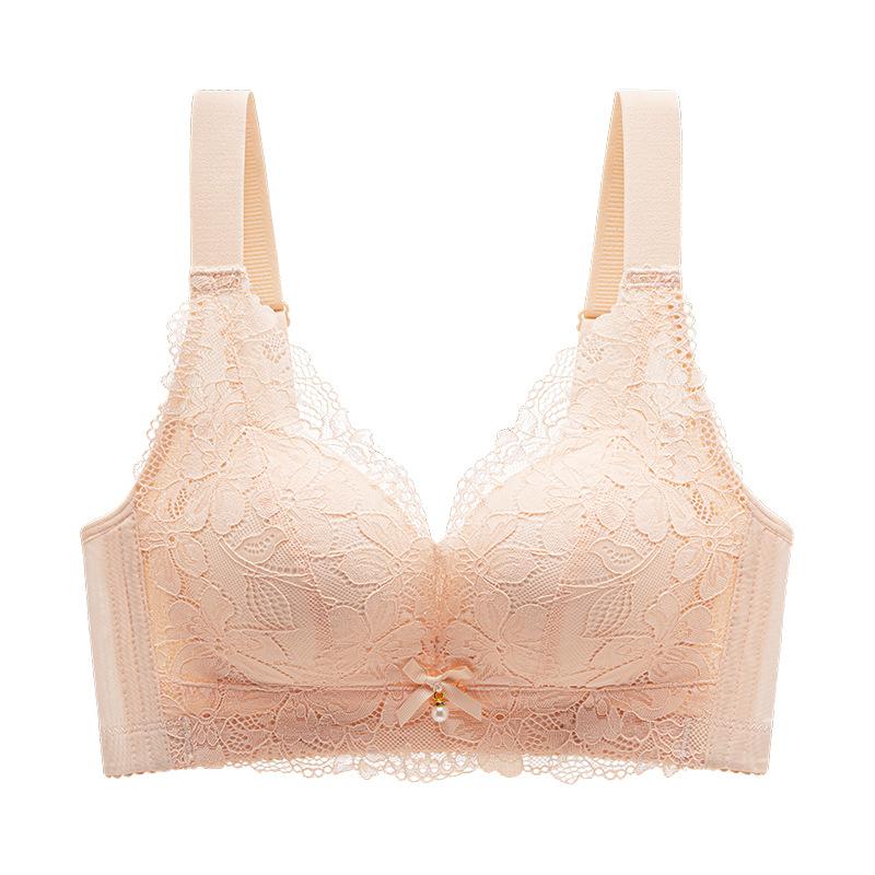 Lace Gathering Adjustment Underwear Comfortable No Steel Ring Small Chest Shows Large Breast AB Thick Cup C Thin Bra