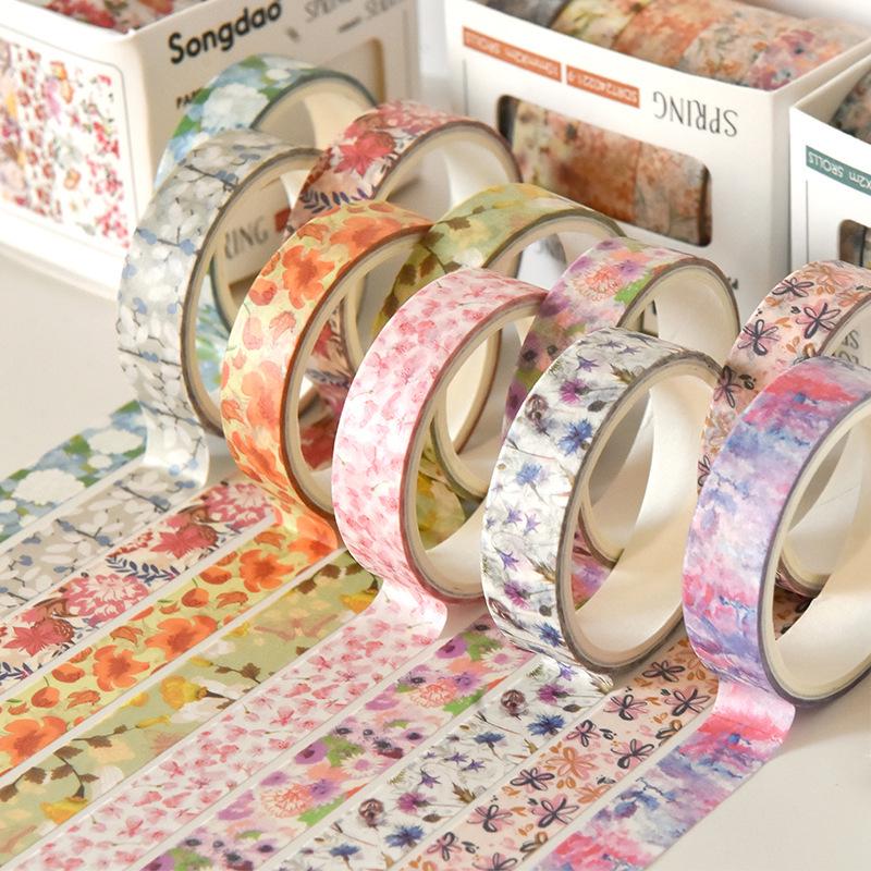 Spring Flower Romance Washi Tape & Sticker Set for Planners
