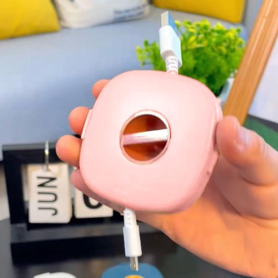 2 In 1 Cable Winder with Phone Stand Retractable Cable Organizer Flexible Charging Cord Organizer for Home Office Classroom