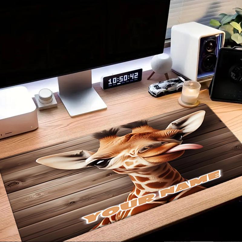 1PC Custom Name Giraffe Artwork Mouse Pad, Keyboard and Mouse Desk Pad, for Computer Notebook  Birthday Gift For Any Room Or Office