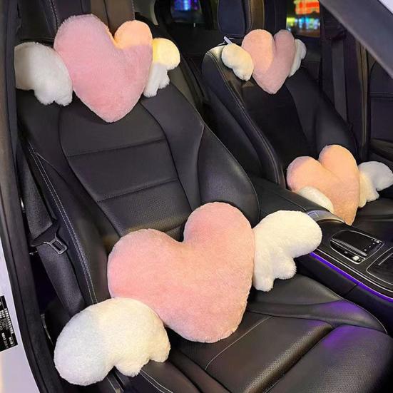 Car Headrest Pillow Breathable Wear-Resistant Heart Shape Neck Support Pillow Seat Back Cushion Car Interior Decoration