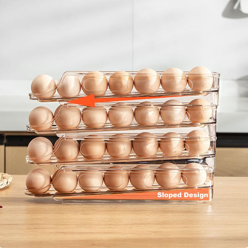 1/2/3-Layer Egg Storage Box Automatic Rolling Eggs Holder Rack Ladder Refrigerator Eggs Dispenser Egg Organizer Holder Kitchen