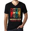 Herren Vintage T-Shirt Grafik T-Shirt V-Ausschnitt Surf Summer Time MEXIKO CITY Tiefschwarz