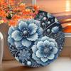Festive Blue Floral Wall Art X Inch Iron Round Hanging Picture Garden Decor Living Room Patio Home Porch