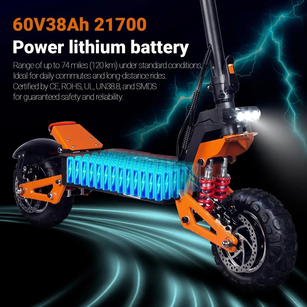 EU X5 6000W 60V 40AH Dual Motor Electric Scooter Max Speed 85km/h Hydraulic Brake Lcd Display Max Mileage 90km Foldable Escooter