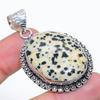 Dalmation Jasper Gemstone 925 Sterling Silver Jewelry Pendant 2.01" SU-10752