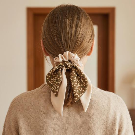 Haargummi Blumendruck Schleife Band Haarseil Leicht zu tragen Dutt Halbhochgesteckte Frisuren Pferdeschwanzhalter Haaraccessoire