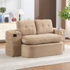 Sedia-Letto 2-in-1 in Velluto a Coste, Divano Letto, con Braccioli Regolabili, 2 Portabicchieri, Schienale Alto e Seduta Extra Profonda, Kaki