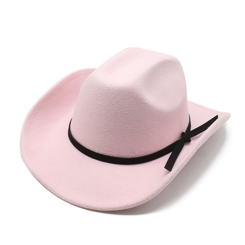 Western Cowboy Hat Wool Felt Large Brim Sun Protection For Summer Fashion Enthusiasts