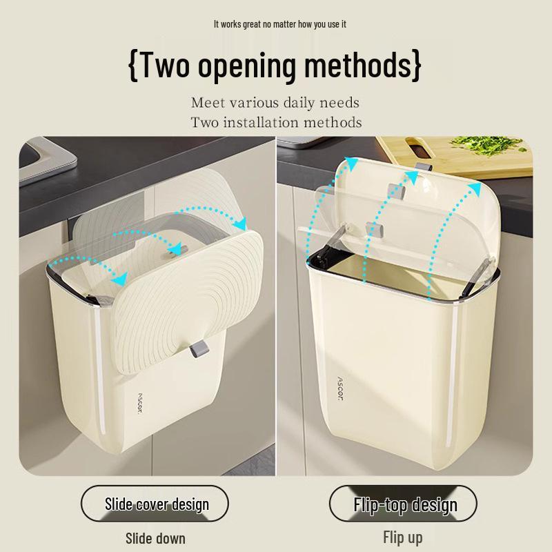 Large Capacity Wall-Mounted Trash Can with Lid for Bathroom, Kitchen, Bedroom, and Living Room
