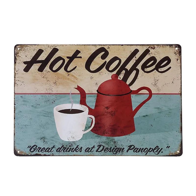 Vintage Shabby Chic Coffee Menu Metal Tin Sign Retro Home Bar Cafe Pub Tavern Wall Decoration Decorative Plate Poster for