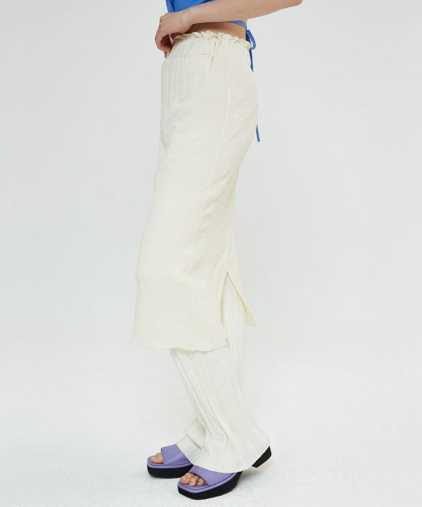 Sperone Woman Relaxed Seersucker Skirt (Cream)