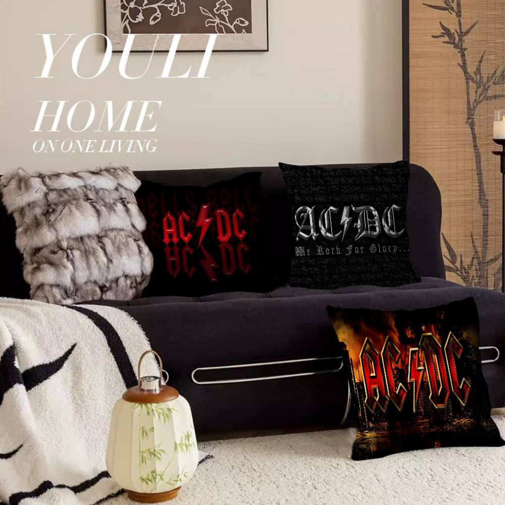 A-AC-DC Band Cushion Cover Car Throw Pillow Case For Sofa Car Christmas Gift 40x40cm 45x45cm