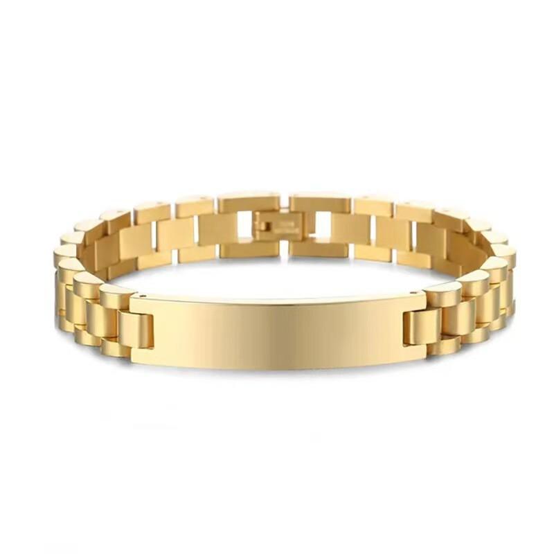 Roestvrij Staal Geometrische Armband Mannen Met Gepersonaliseerde Graveerplaat Minimalistisch Mode