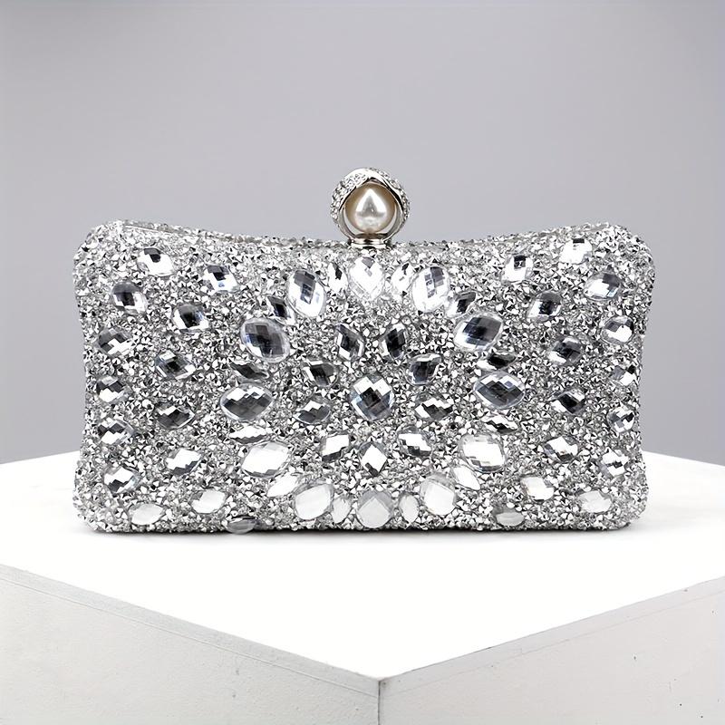 Luxury Evening Clutch Bag, Dual-Sided Multi-Color Fashion Glitter Purse, For Party Wedding Banquet, Versatile Chain Handbag