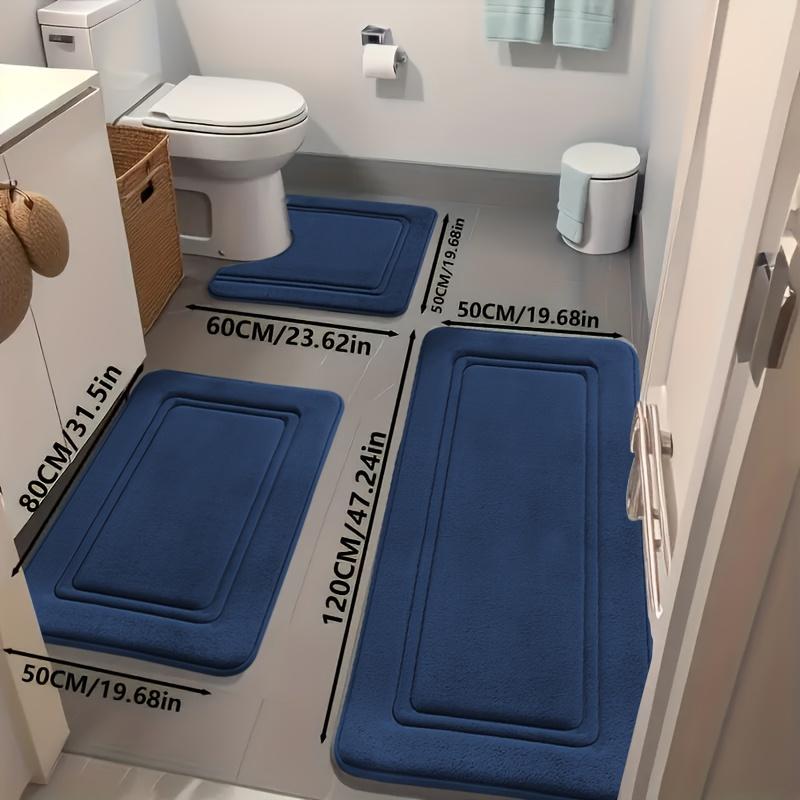 3pcs Ultra Absorbent Bath Mats, Non-Slip Bathroom Floor Mats, Ultra Soft and Comfortable Premium Bath Blankets,Home Decor Floor Mats