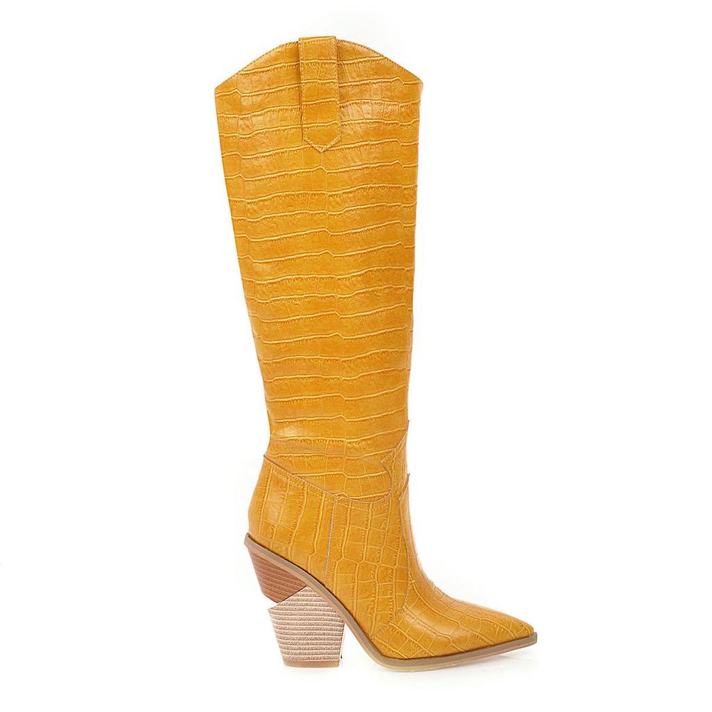 Women's High Heel Boots Fashion Solid Color Pointed Thick Heel Large Versatile Martin Boots