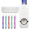 Home Automatic Toothpaste Dispenser + 5 Toothbrush Holder Set Wall Mount Holder-12031