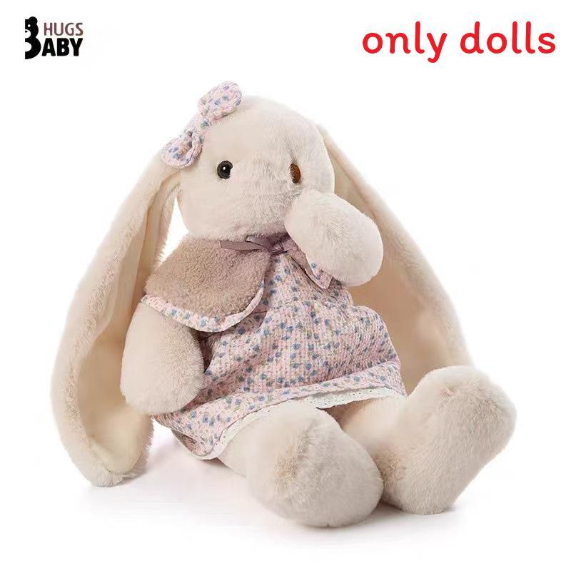 Plush Rabbit Doll With Floral Dress And Bow Decoration For Children And Girls