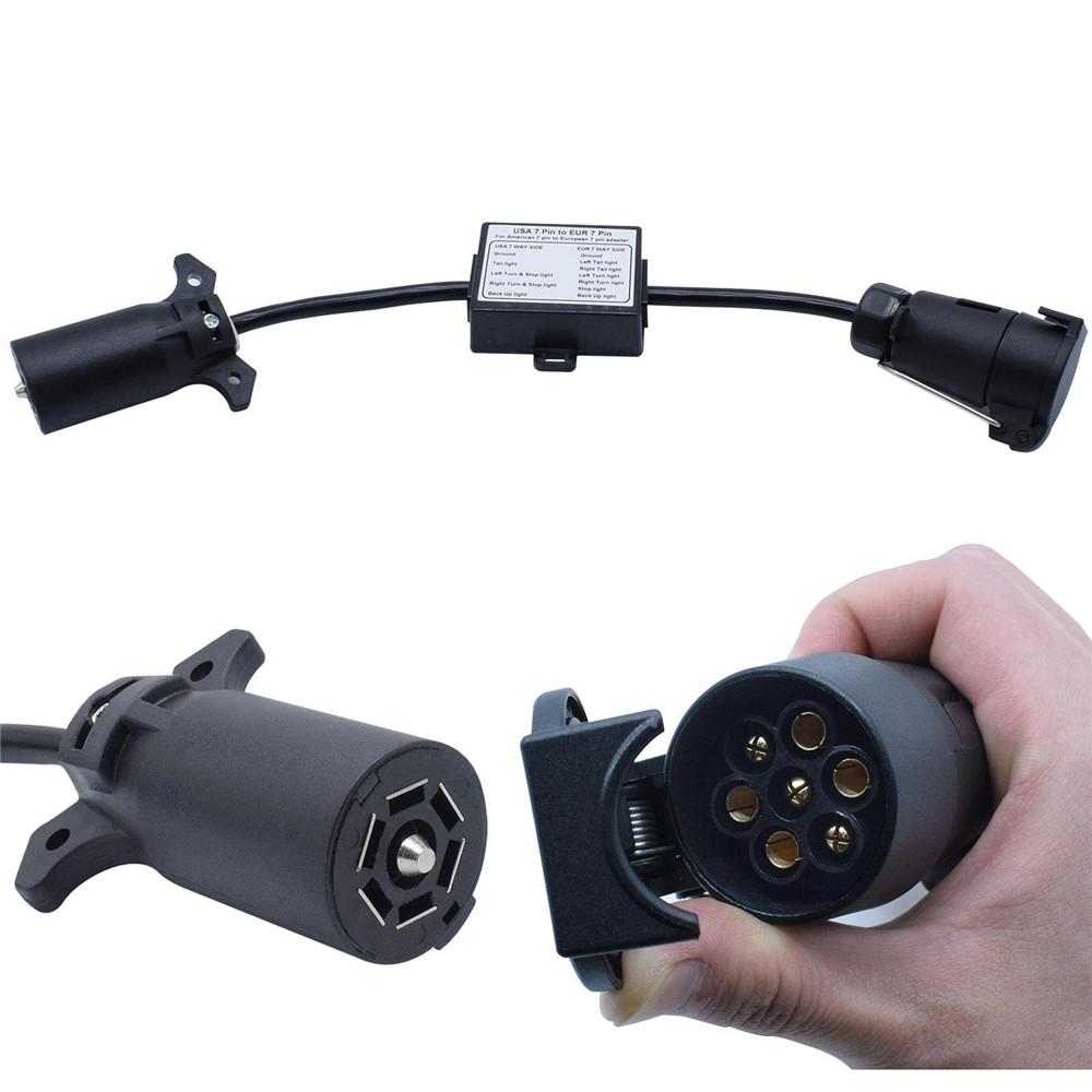 Nieuwe VS naar EU Trailerlicht Converter US 7-pins Stekker naar EU 7-pins Ronde Stekker